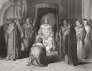 König Richard II. schlägt die Könige von Connaught, Ulster, Thomond und Leinster im Jahr 1394 zum Ritter, 
