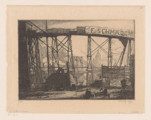 Ansicht von New York von einer Werkstatt aus von Henry Wilfrid Deville (signed by artist)