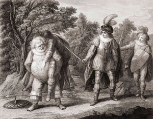 Falstaff mit dem Körper von Hotspur auf seinem Rücken von Henry William (after) Bunbury