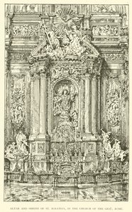 Altar und Schrein des Heiligen Ignatius in der Kirche des Gesu, Rom (Gravur)