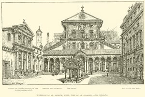 Außenansicht von St. Peter, Rom, zur Zeit von St. Ignatius (Gravur) von Henry William Brewer