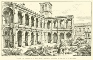 Palast und Basilika von St. Markus, Rom, die päpstliche Residenz zur Zeit des Hl. Ignatius (Gravur) von Henry William Brewer