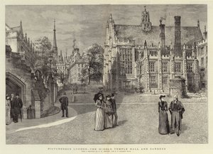 Malerisches London, die Middle Temple Hall und Gärten von Henry William Brewer