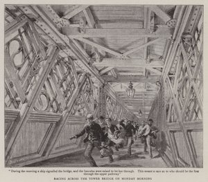 Rennen über die Tower Bridge am Montagmorgen von Henry William Brewer