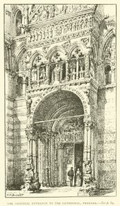 Der Haupteingang zur Kathedrale, Ferrara (Gravur) von Henry William Brewer