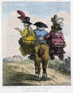 Ich mit meiner Frau und meiner Tochter - in „Englische Karikaturen über die Reitmanieren“, ill. von H. W. Bunbury, hrsg. von John Stockdale von Henry William Bunbury