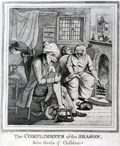 Die Komplimente der Saison, Kibe Heels und Frostbeulen, ca. 1785