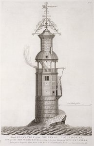 Edystone-Leuchtturm, graviert von Henry Roberts, 1761