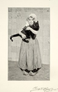 Mädchen mit Katze von Henry Wolf