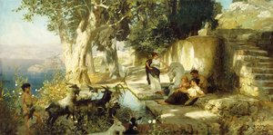 Sonniger Nachmittag am Brunnen