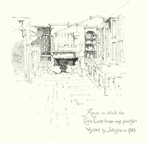 Zimmer, in dem der Cock-Lane-Geisterschwindel praktiziert wurde, besucht von Dr. John im Jahr 1762
