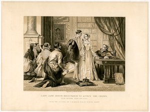 Lady Jane Greys Widerwillen, die Krone anzunehmen, 19. Jahrhundert von Herbert Bourne