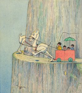 Figuren, die eine Klippenstraße hinaufsteigen, ca. 1910
