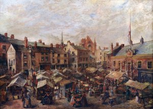 Carlisle Marktplatz vor dem alten Rathaus, 1870-80 von Herbert Lees