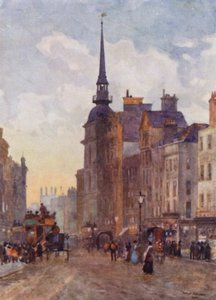 Blick hinunter auf Ludgate Hill von den Stufen der St. Paul