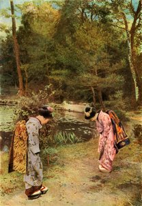 Begrüßungen auf dem Tempelgelände, 1910 von Herbert Ponting