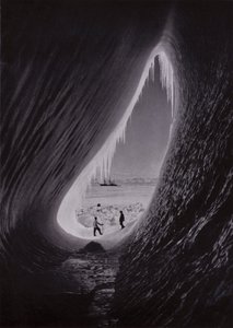 Grotte in einem Eisberg; Terra Nova in der Ferne