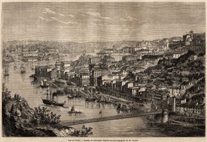 Ansicht von Porto, Zeichnung von Catenacci, zur Illustration von Olivier Mersons Reise in die nördlichen Provinzen Portugals im Jahr 1857. Gravur in „Le tour du monde“ 1861. Sammlung Selva von Hercule (after) Catenacci