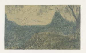 Berglandschaft mit einem Kamm, Erste Version von Hercules Segers