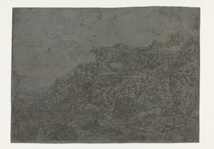 Felsige Landschaft mit niedrigen Wolken von Hercules Segers