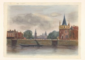 Ansicht des Schreierstoren in Amsterdam von Herman Eduard Knaake (signed by artist)