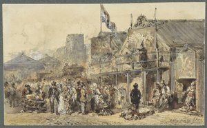 Jahrmarkt in Leeuwarden, die Oldenhove im Hintergrund