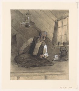 Schneider bei der Arbeit auf einem Dachboden von Herman Heijenbrock (possibly)