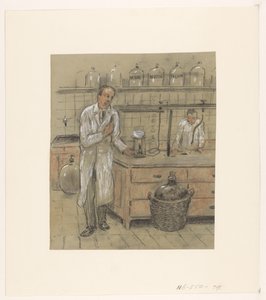 Zwei Männer in einem Labor von Herman Heijenbrock (possibly)