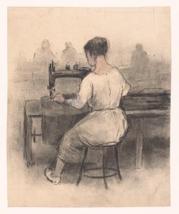 Frau an der Nähmaschine