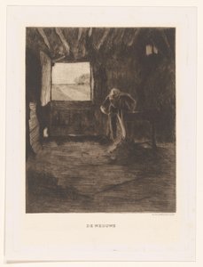 Frau in einer Scheune von Herman Johannes van der Weele