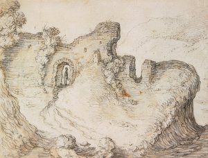 Berglandschaft mit Ruinen von Herman Saftleven
