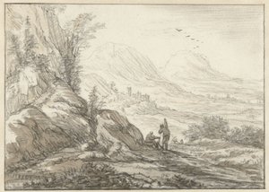 Berglandschaft mit Blick auf ein Tal von Herman Saftleven