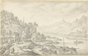 Fantasierte Rheinansicht von Herman Saftleven
