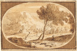 Eine Landschaft mit einem großen Baum von Herman van Swanevelt