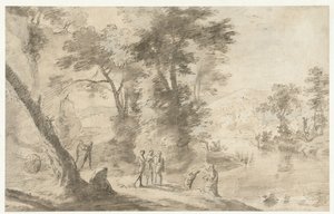 Landschaft mit der Taufe des Kämmerers von Herman van Swanevelt
