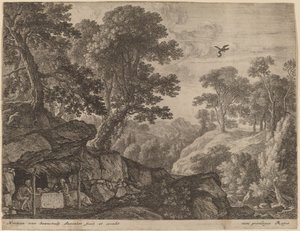 Heilige Paulus und Antonius am Eingang zu einer Höhle von Herman van Swanevelt