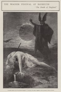 Das Wagner-Festival in Bayreuth: der Tod Siegfrieds (Litho) von Hermann (after) Hendrich