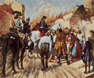Friedrich der Große im zerstörten Küstrin vor der Schlacht von Zorndorf, 25. August 1758