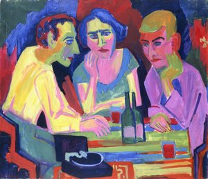 Drei Personen an einem Tisch, 1924