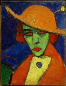 Grüne Frau mit gelbem Hut II von Hermann Stenner