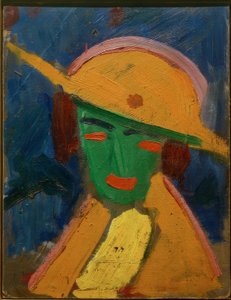 Grüne Frau mit gelbem Hut I von Hermann Stenner