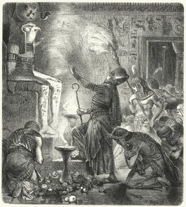 Ein junger ägyptischer Pharao in einem Tempel von Hermann Vogel