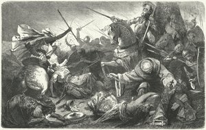 Christen kämpfen gegen die Almohaden in der Schlacht von Las Navas de Tolosa, Spanien, 1212 von Hermann Vogel