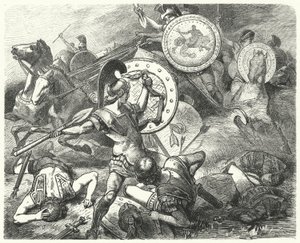 Epaminondas rettet das Leben von Pelopidas in der Schlacht von Mantinea, 385 v. Chr.