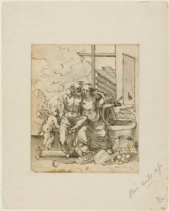 Venus in Vulkans Schmiede (recto); Geometrie (verso) von Hermann Weyer