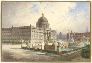 Das Berliner Stadtschloss. Ansicht der Palastfassade von der Schlossbrücke, 1886 von Hermann Ziller