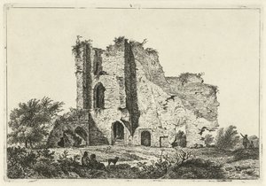 Hirten mit Hund bei Ruine