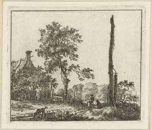 Landschaft mit hohem Pfahl