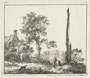 Landschaft mit hohem Pfahl von Hermanus Fock