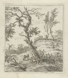 Landschaft mit Schäfer auf Hügel